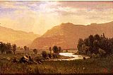 Albert Bierstadt Canvas Paintings - Figures in a Hudson River Landscape